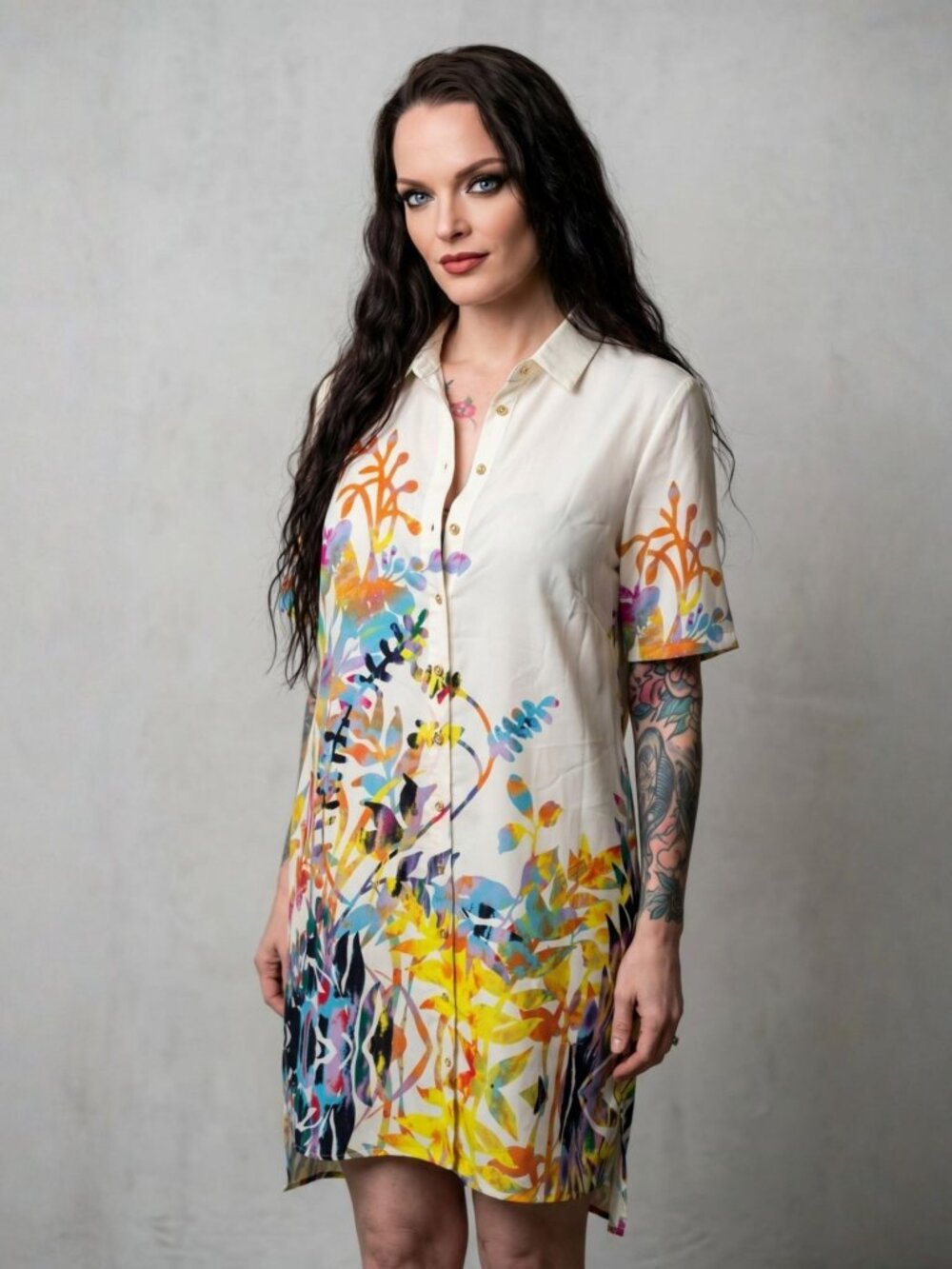 KUT from the Kloth ✦ Floral Button-Up Shirt Dress ✦ Short Sleeve Collared Style